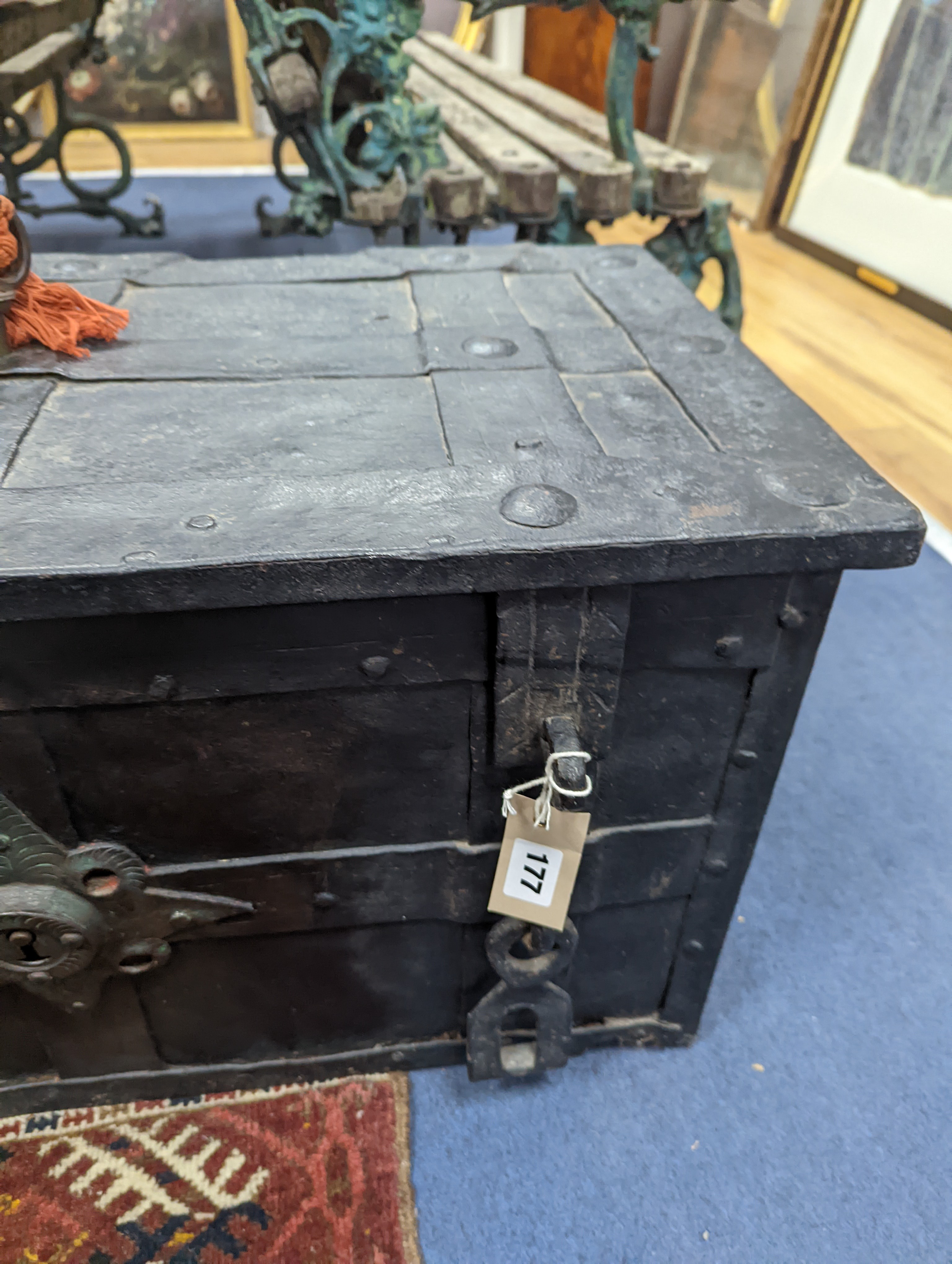 A 17th/18th century German ironbound 'Armada' chest, with key